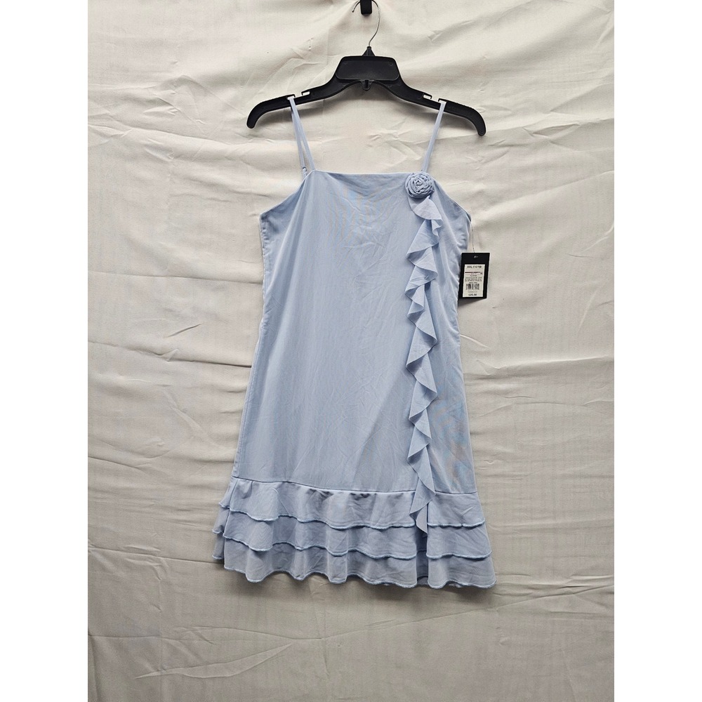 Art Class Girls Ruffle Rosette Sleeveless Dress Blue Poly Blend Casual Size XXL‎